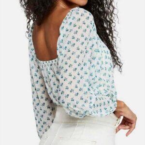 Floral Print Puff Sleeve Blouse